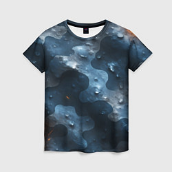 Женская футболка Синий камуфляж с каплями