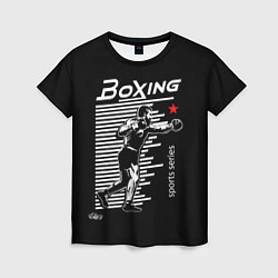 Футболка женская Бокс - тяжело в учебе легко в бою, цвет: 3D-принт