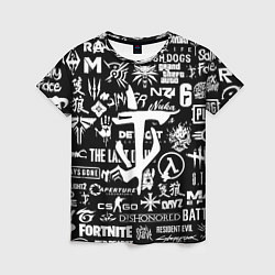 Женская футболка Doom логотипы всех игр