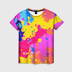 Футболка женская Яркие пятна акриловой краски на стене, цвет: 3D-принт