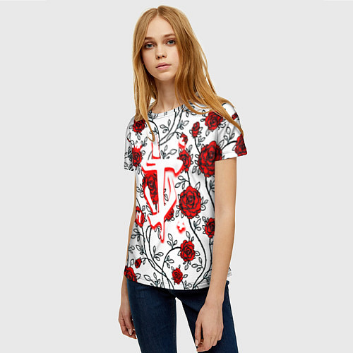 Женская футболка Doom розы / 3D-принт – фото 3