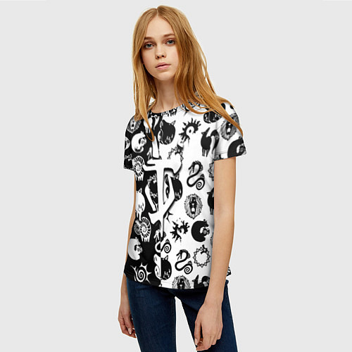 Женская футболка Doom anime black pattern / 3D-принт – фото 3