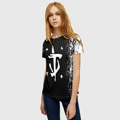 Женская футболка Doom краска белая текстура / 3D-принт – фото 3