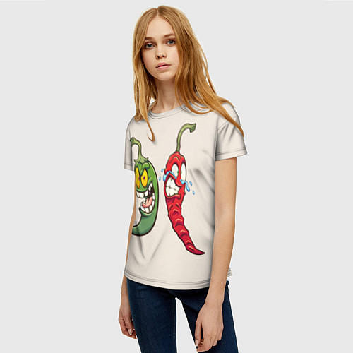 Женская футболка Мультяшные чили перцы безумные / 3D-принт – фото 3