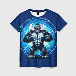 Футболка женская Горилла показывает свою силу, цвет: 3D-принт