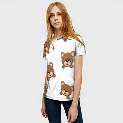 Футболка женская Мордашка мишки, цвет: 3D-принт — фото 2