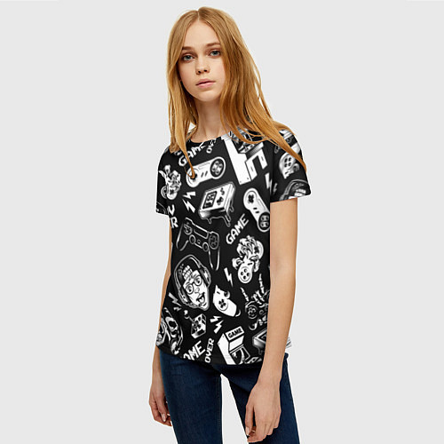 Женская футболка Retro gamer pattern / 3D-принт – фото 3