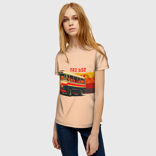 Женская футболка ПАЗ 652 ретро автобус поп-арт / 3D-принт – фото 3