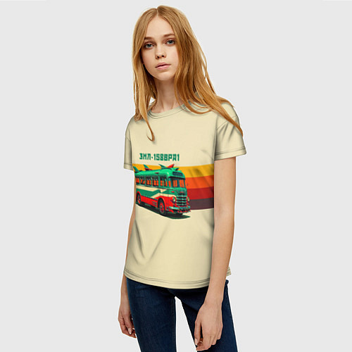 Женская футболка Ретро автобус ЗИЛ поп-арт / 3D-принт – фото 3
