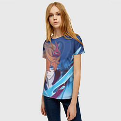Футболка женская Genshin Impact Tartaglia hydro, цвет: 3D-принт — фото 2