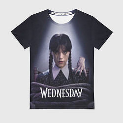 Футболка женская Связаная Уэнсдэй с вещью Wednesday, цвет: 3D-принт