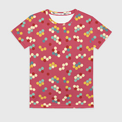 Футболка женская Мозаика из шестиугольников на розовом, цвет: 3D-принт