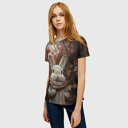 Футболка женская Зайчишка в шарфе, цвет: 3D-принт — фото 2