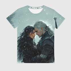 Футболка женская Йеннифэр и Геральт в обнимку, цвет: 3D-принт