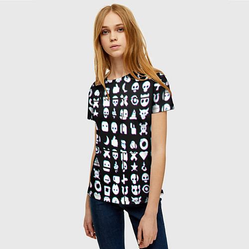 Женская футболка Любовь смерть и роботы глитч / 3D-принт – фото 3