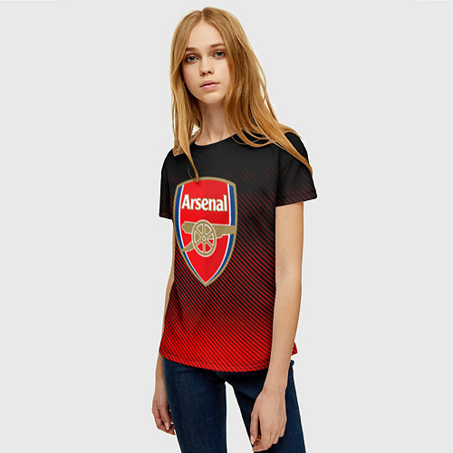 Женская футболка Arsenal текстура полосы красные / 3D-принт – фото 3