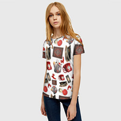 Футболка женская Неваляшка утюг ретро авоська петушок телефон, цвет: 3D-принт — фото 2