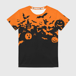 Футболка женская Хэллоуин тыквы и призраки, цвет: 3D-принт
