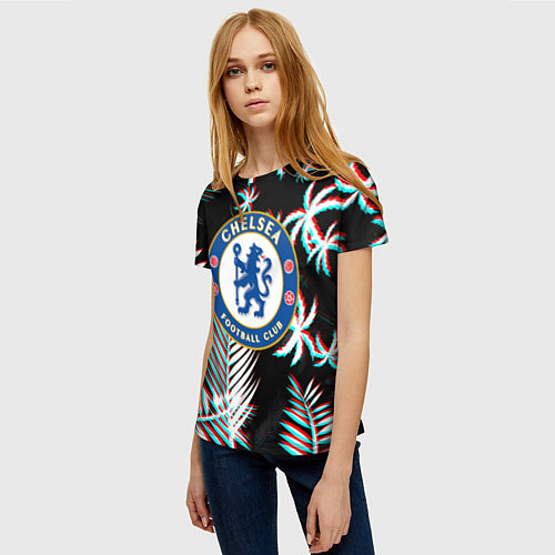 Женская футболка Chelsea тропики глитч текстура / 3D-принт – фото 3