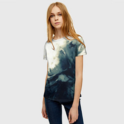 Футболка женская Чёрно-синие абстрактные краски, цвет: 3D-принт — фото 2