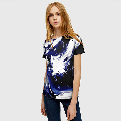 Женская футболка Чёрно-фиолетовый абстракция волна / 3D-принт – фото 3