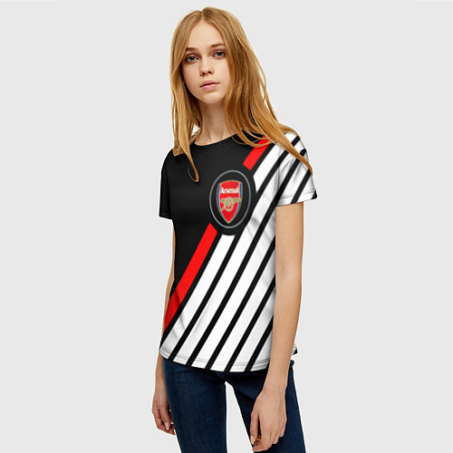 Женская футболка Арсенал геометрия полосы / 3D-принт – фото 3