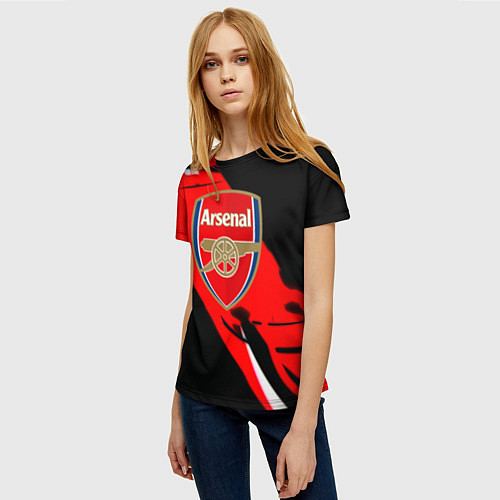 Женская футболка Арсенал геометрия полосы краски / 3D-принт – фото 3