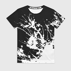 Футболка женская Взрывная белая краска на чёрном, цвет: 3D-принт