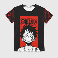 Футболка женская Ван Пис, Луффи на красном, цвет: 3D-принт