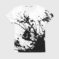 Женская футболка Чёрная взрывная краска на белом