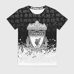 Футболка женская Liverpool японские символы краски, цвет: 3D-принт