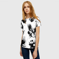Футболка женская Чёрно-белая абстракция нейроарт, цвет: 3D-принт — фото 2