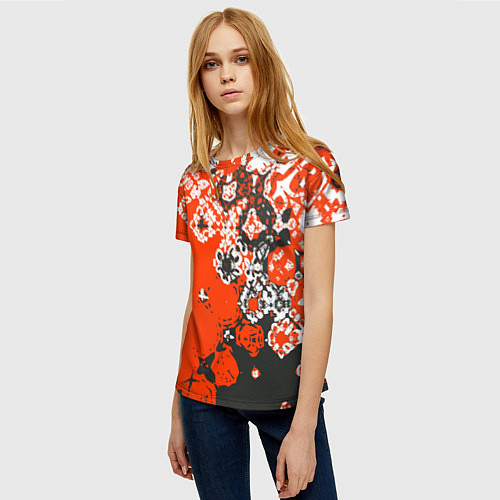 Женская футболка Красно-черная метаморфоза / 3D-принт – фото 3