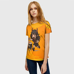 Футболка женская Девочка дьявол бежит за роллом, цвет: 3D-принт — фото 2