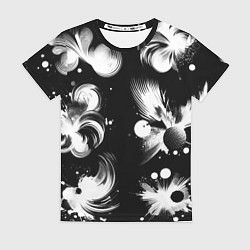 Футболка женская Чёрно-белый абстрактный паттерн, цвет: 3D-принт