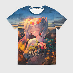 Футболка женская Фрирен с цветами, цвет: 3D-принт