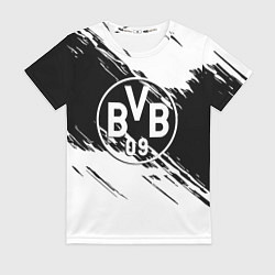 Футболка женская Borussia черно белые полосы, цвет: 3D-принт