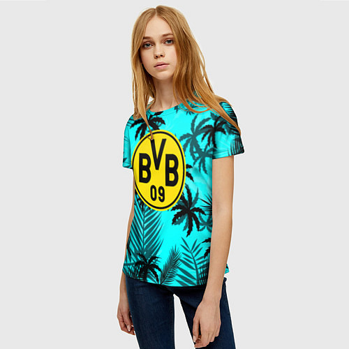 Женская футболка Borussia неоновые тропики гта / 3D-принт – фото 3