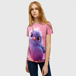 Футболка женская Милая фиолетовая птичка, цвет: 3D-принт — фото 2