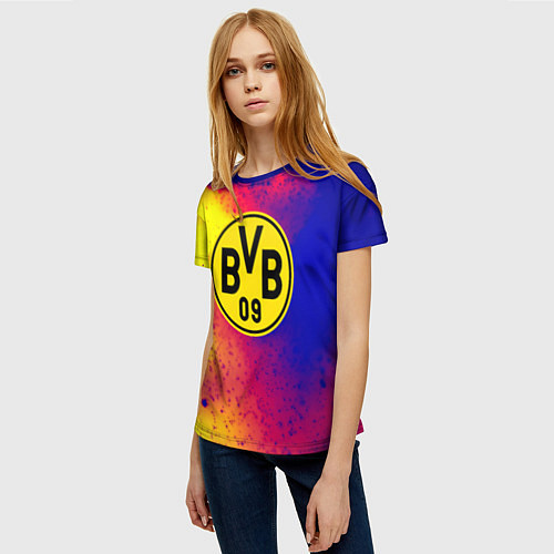 Женская футболка Borussia космические краски / 3D-принт – фото 3