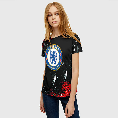 Женская футболка Chelsea брызги красок текстура / 3D-принт – фото 3