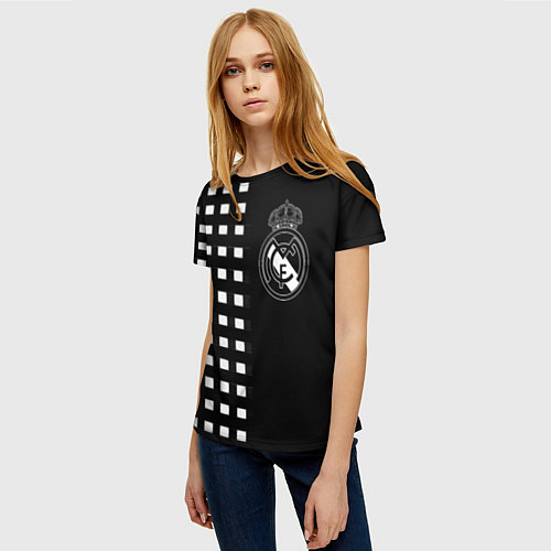Женская футболка Real Madrid клетка / 3D-принт – фото 3