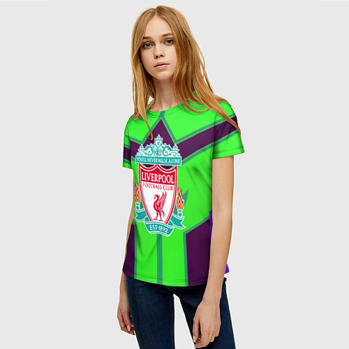 Женская футболка Liverpool геометрия текстура спорт / 3D-принт – фото 3