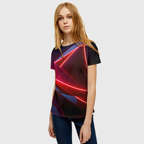 Женская футболка Neon laser red / 3D-принт – фото 3