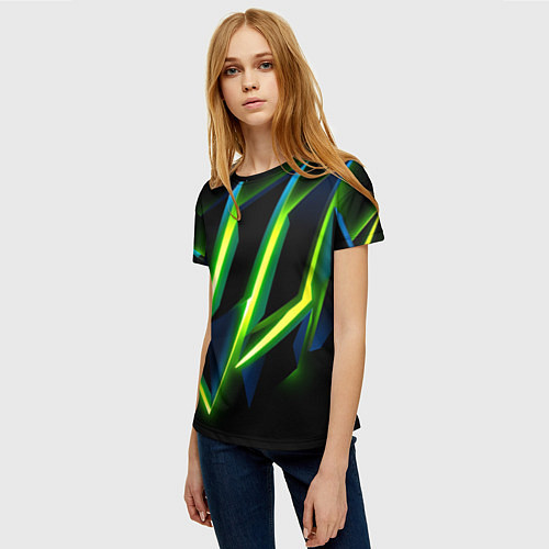 Женская футболка Geometric neon / 3D-принт – фото 3