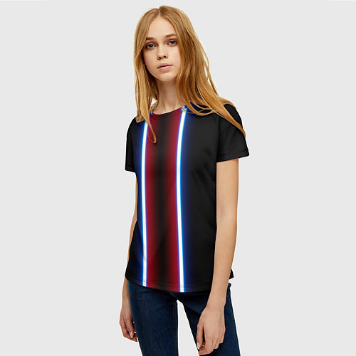 Женская футболка Color white blue red neon / 3D-принт – фото 3