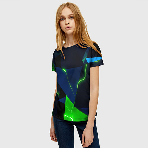 Женская футболка Neon tile green / 3D-принт – фото 3