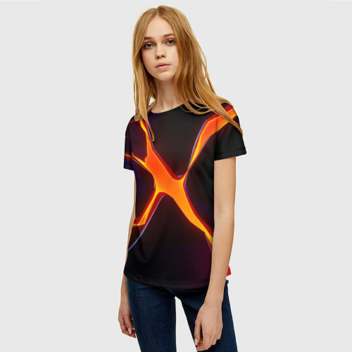 Женская футболка Orange rift / 3D-принт – фото 3