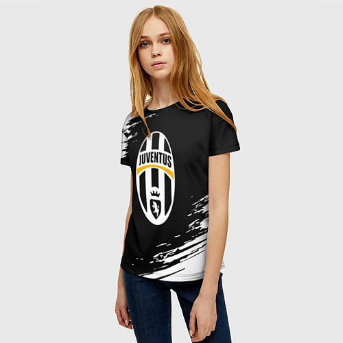 Женская футболка Juventus краски штрихи текстура / 3D-принт – фото 3