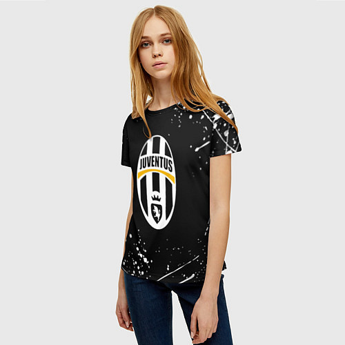 Женская футболка Juventus белые краски всплеск / 3D-принт – фото 3